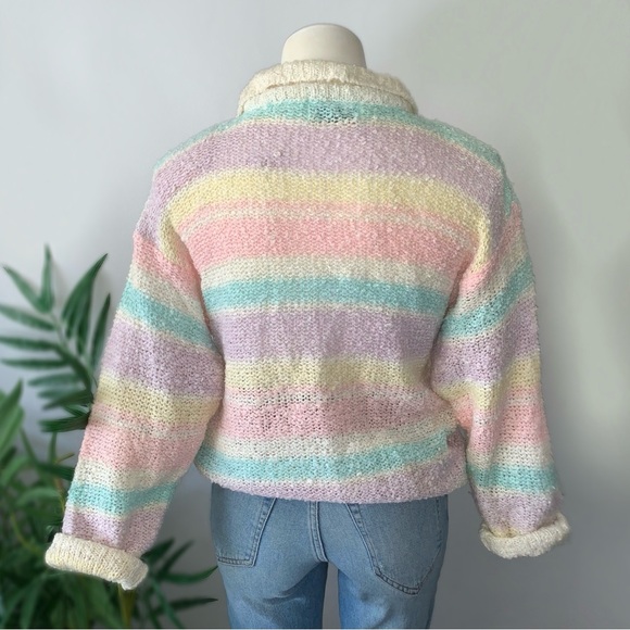 v i n t a g e :: Dreamy Pastel Striped Slouchy Knit Sweater - Picture 5 of 15